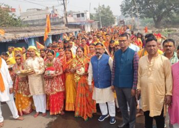 पंचवटी शिवशक्ति सीताराम हनुमान मंदिर में प्राण-प्रतिष्ठा को लेकर निकाली गई भव्य कलश यात्रा