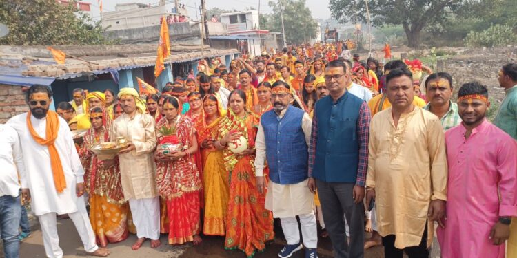 पंचवटी शिवशक्ति सीताराम हनुमान मंदिर में प्राण-प्रतिष्ठा को लेकर निकाली गई भव्य कलश यात्रा