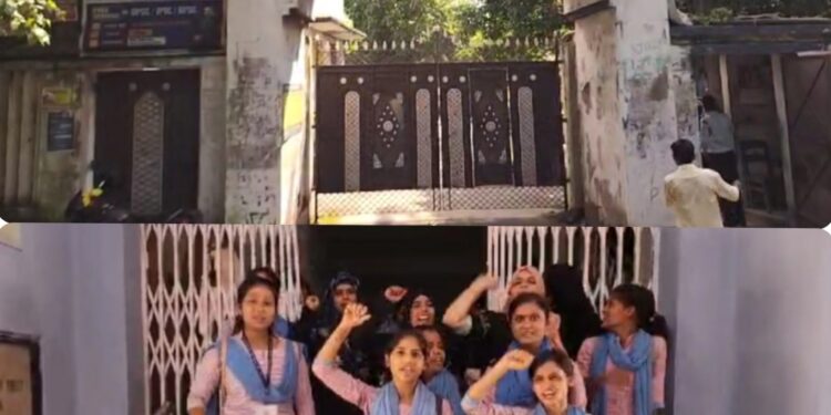 एसएसएलएनटी महिला कॉलेज में छात्राओ का हंगामा सेमेस्टर 5 में फेल किए जाने का लगाया आरोप