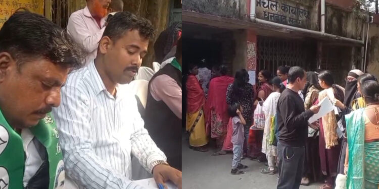 अंचल कार्यालय धनबाद में झामुमो द्वारा मईया सम्मान योजना में सुधार के लिए लगाया कैंप